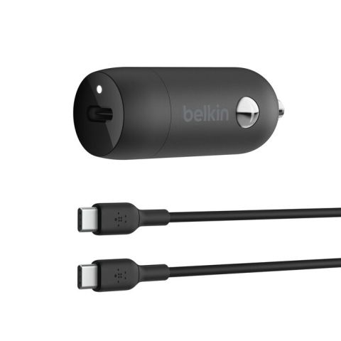 Belkin BoostCharge USB-C PD Car Charger 30W + 1M USB-C to USB-C Cable