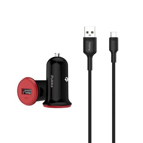 Pukka P.Cm.Black Car Charger With Micro USB Cable - Black
