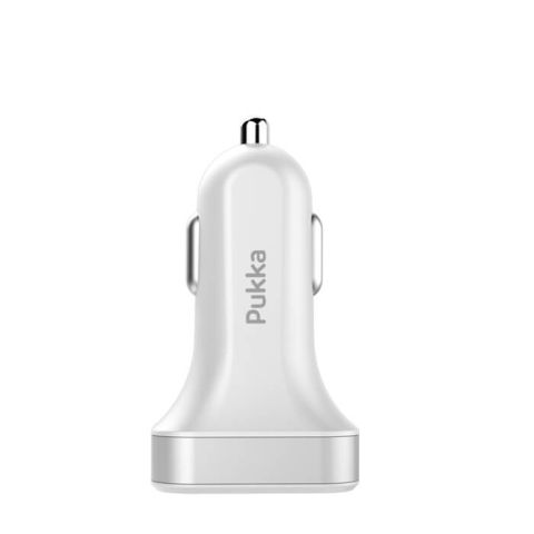 Pukka P.C10.White Dual Car Charger With LCD Display - White