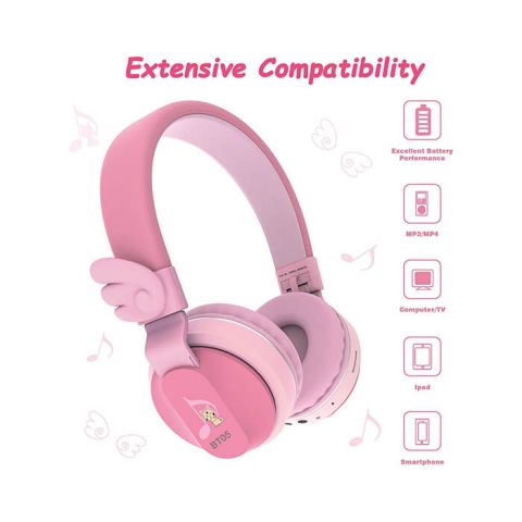 Riwbox BT05-Pink-Red foldable headphone Wireless