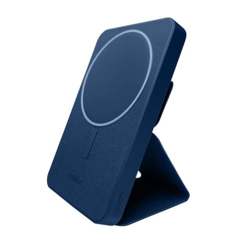 OllZ MagFold For Magsafe Magnetic Power Bank 5000 mAh With Fabric Stand- Navy Blue