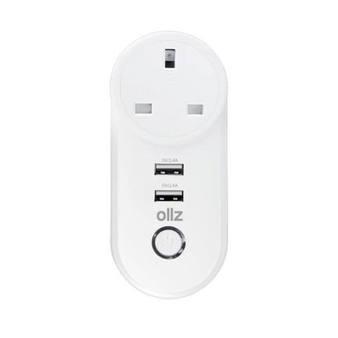 OllZ SmartPlug Mobile Phone USB Charger With Dual-USB Output - White