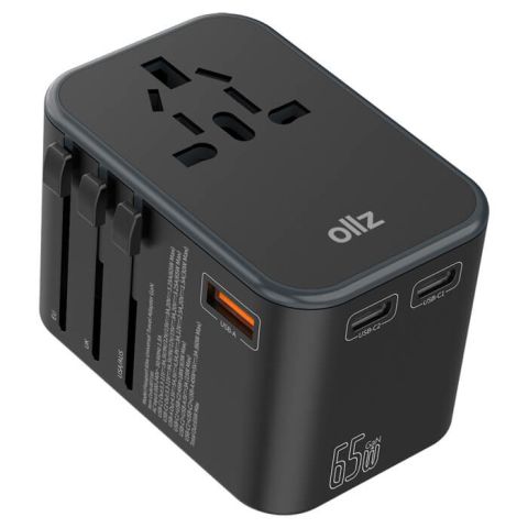 OllZ Passport 65W Universal Travel Adapter GaN - Black Matte