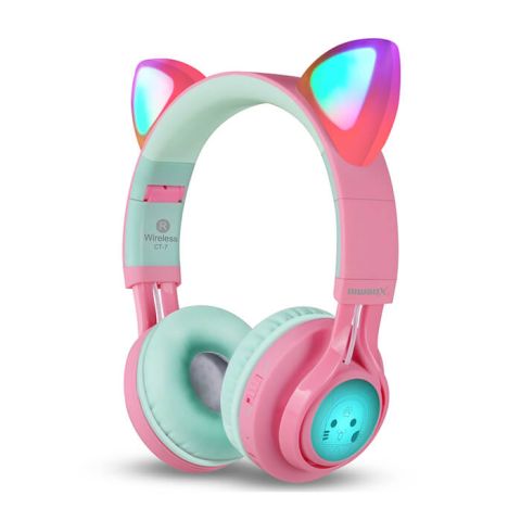 Riwbox  Wings Kids Bluetooth Headphones CT-7S Pink/Green