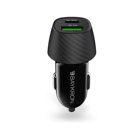Baykron Smart 36W Car Charger withQC3.0 technology and USB Type-C Power Delivery 20W