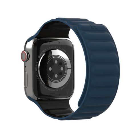 Baykron Silicone Magnetic strap for Apple Watch, Compatible with 42/44/45mm Black/Blue