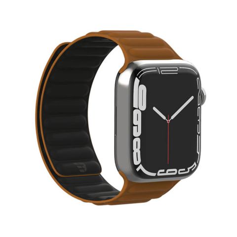 Baykron Silicone Magnetic strap for Apple Watch, Compatible with 42/44/45mm Black/Brown