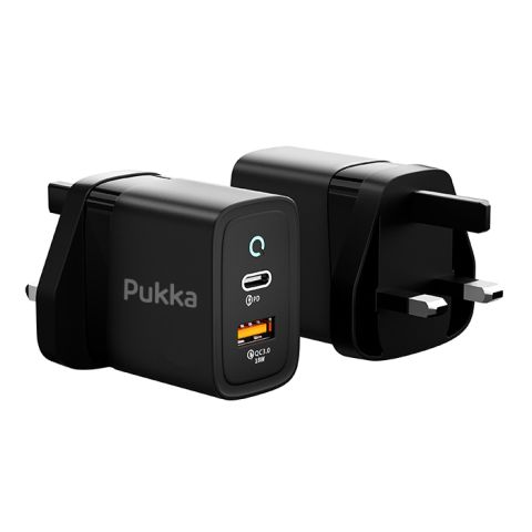 Pukka P-iCharg35 Wall Chareger 35 Watt 2 Ports Output (USB-A & USB-C)-Black
