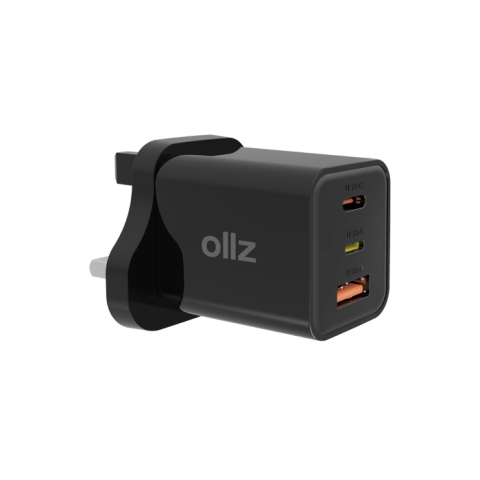 OllZ ChargeKitSpringyCC Wall Charging Kit 30W with Magnetic Cable USB-C to USB-C 1.2M 60W Black