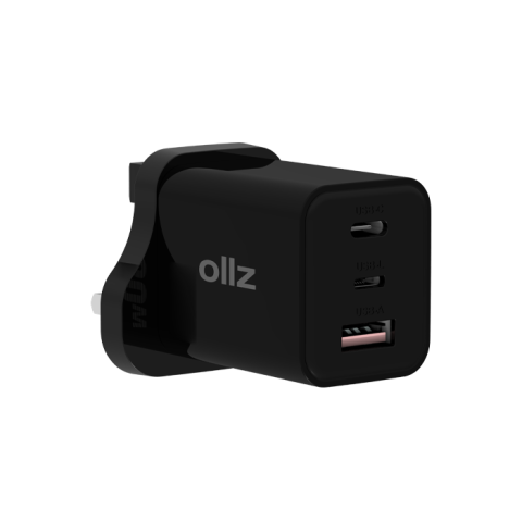 OllZ ChargeKitSpringyCL Wall Charging Kit 30W  with Magnetic Cable USB-C  to Lightning Black