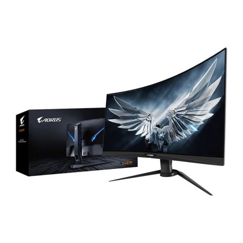 شاشة ألعاب منحنية 27 بوصة أروس CV27F بقوة وضوح Full HD 165Hz من شركة جيجابايت