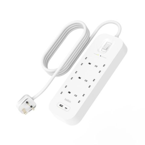 Belkin 6-outlet Surge Protector 18W, USB-A & USB-C Ports, 2M cord