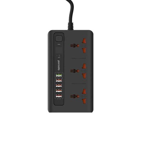Porodo 4USB Port 3.4A +1 QC 3.0 With 3 Universal Power Sockets 10A