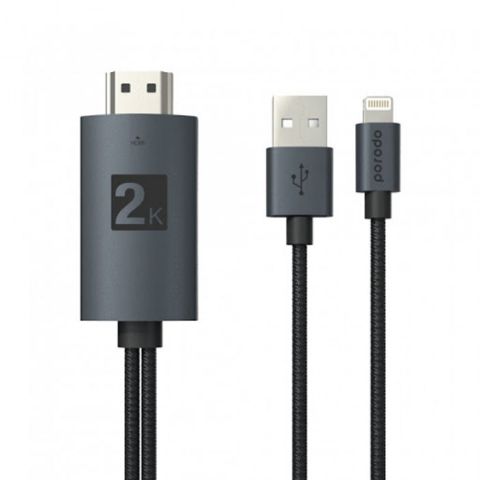 Porodo Braided HDMI Lightning Cable 2M