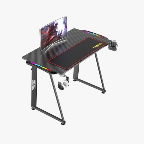 Twisted Minds A Shaped Gaming Desk Carbon Fiber Texture - RGB