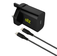 OllZ PowerCharge PD20W - Wall Charger USB-C Port 20W With MFI USB-C To Lightning Cable
