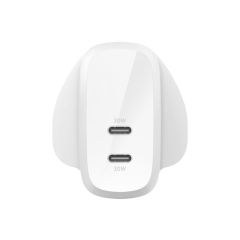 Belkin BOOST↑CHARGE Dual 30W USB-C PD Wall Charger 60W, Features a 30W on each USB-C port