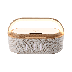 OllZ TimeBase Wireless Charger With Speaker & Led Lamp & Alarm Clock - Beige