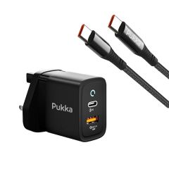Pukka  P-ChargPort20CC  20 Watt Wall Charger Black with USB-C to USB-C 