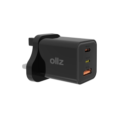 OllZ ChargeKitSpringyCC Wall Charging Kit 30W with Magnetic Cable USB-C to USB-C 1.2M 60W Black