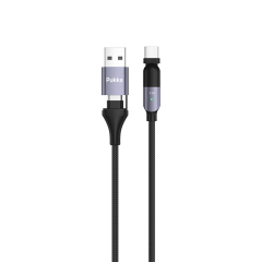 Pukka P.CordRotAC Meandering 2in1 180 rotation line USB-C/USB-A to USB-C Black PD 100W 1.2M