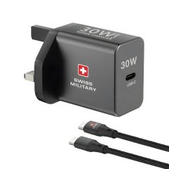 Swiss Military Gan Super Charger 30W With C Port Prem Cab Suplied